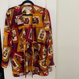 Colorful throw over jacket